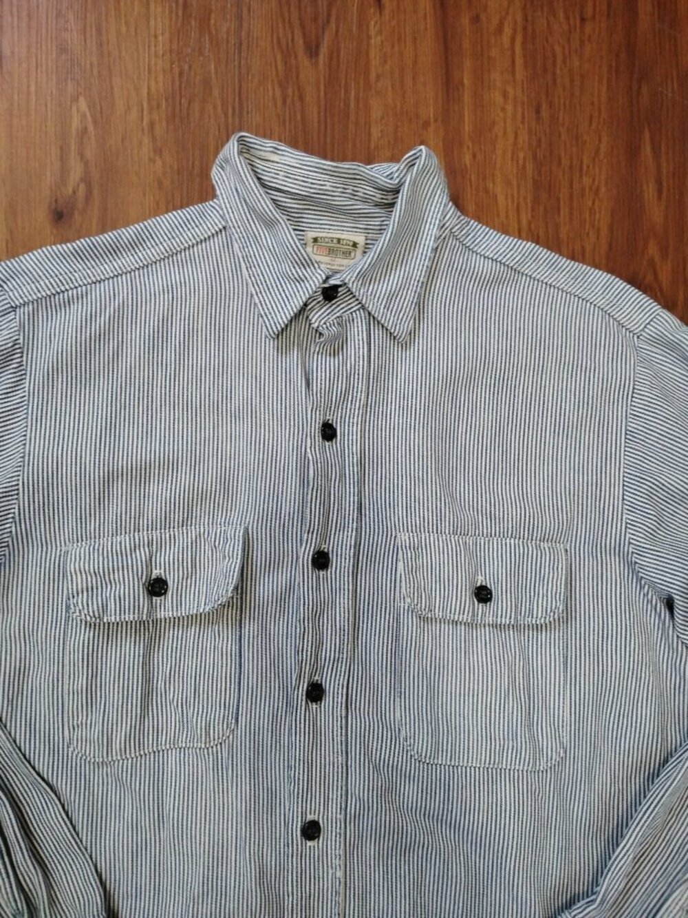 Vintage Five Brother Pinstripe Button Shirt Work Wear